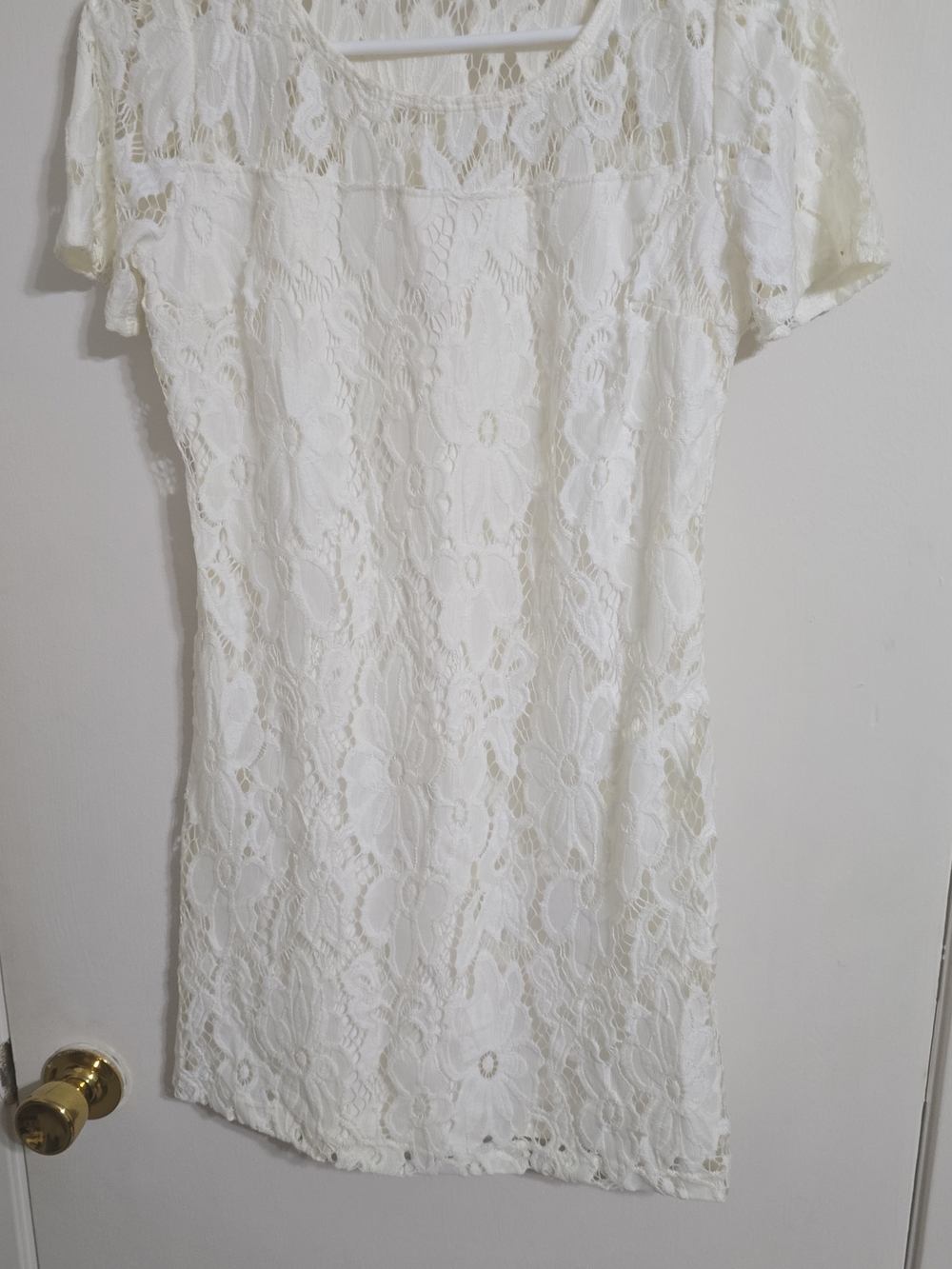 Hollister White Floral Lace Short Sleeve Dress